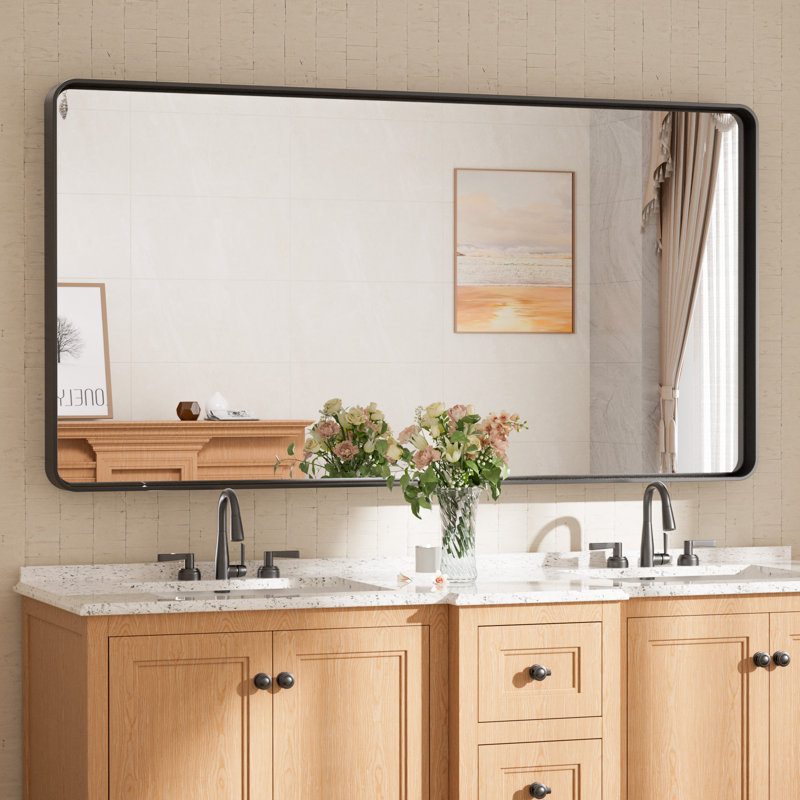 Miroir d'appoint Tyro, Noir mat, 48 po x 24 po, Rectangulaire