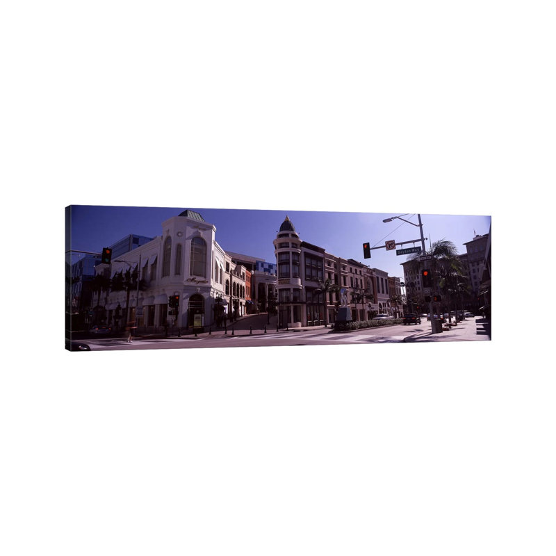 Buildings Along The Road, Rodeo Drive, Beverly Hills, Los Angeles County, California, USA - Wrapped Canvas Panoramic Print