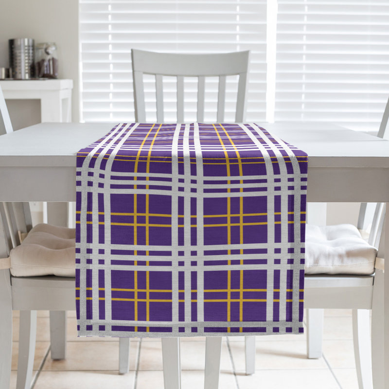 Chemin de table en polyester payant, L 72 po x l 16 po, Mauve / doré / blanc
