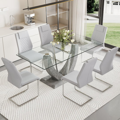 Ensemble de table de salle à manger moderne, table de salle à manger rectangulaire avec chaises