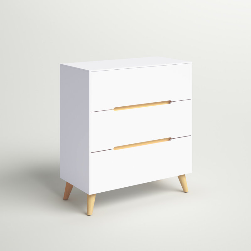 Heriberto 80cm W 3 - Drawer Chest of Drawers, White