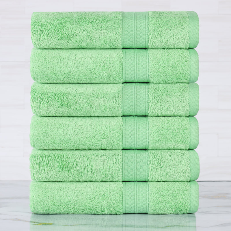 Ensemble de serviettes Nolhan 60% coton et 40% rayonne de bambou, Vert printemps