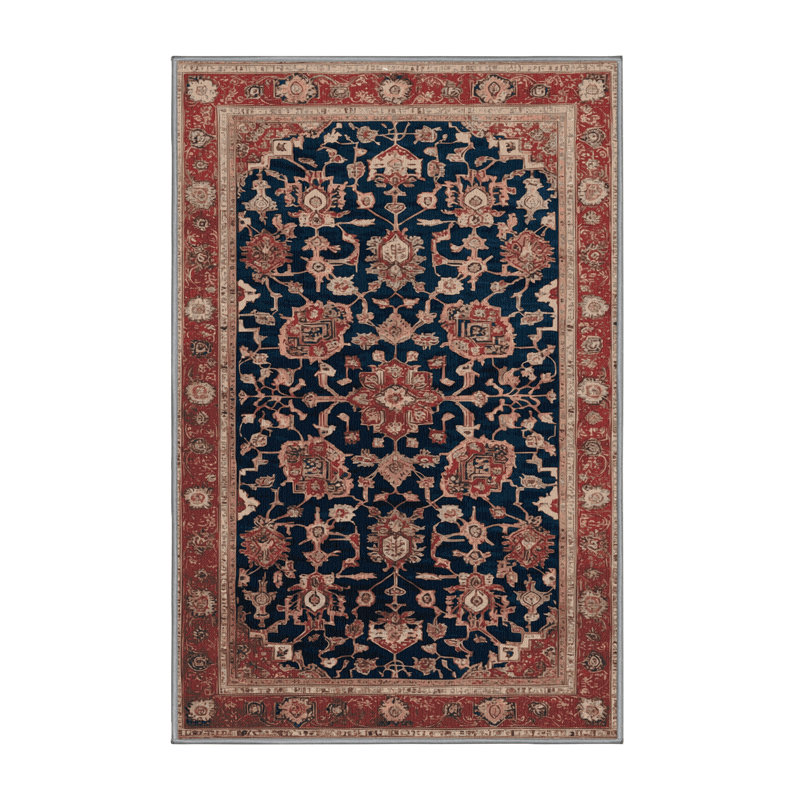 Machine Washable Persian Brown Area Rug, Rectangle 6' x 9'