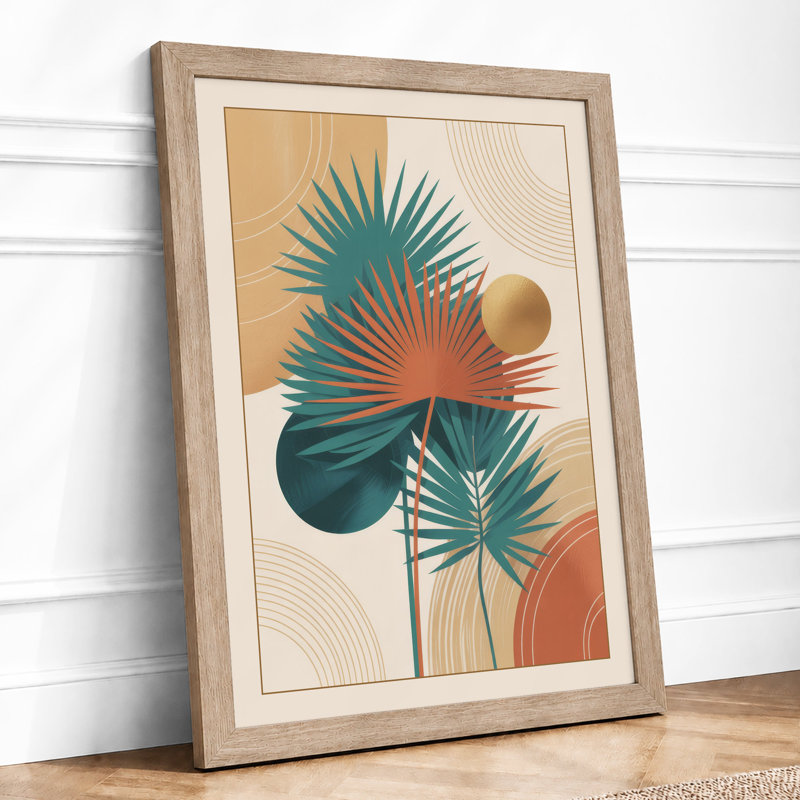 Geometric Palm Forms Botanical - Print, Oak, A3 - 42.0 x 29.7 cm