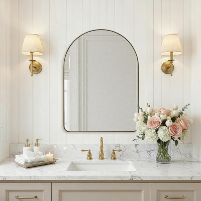 Hafsa Antique Arched Bathroom Vanity Mirror | Stainless Steel Frame