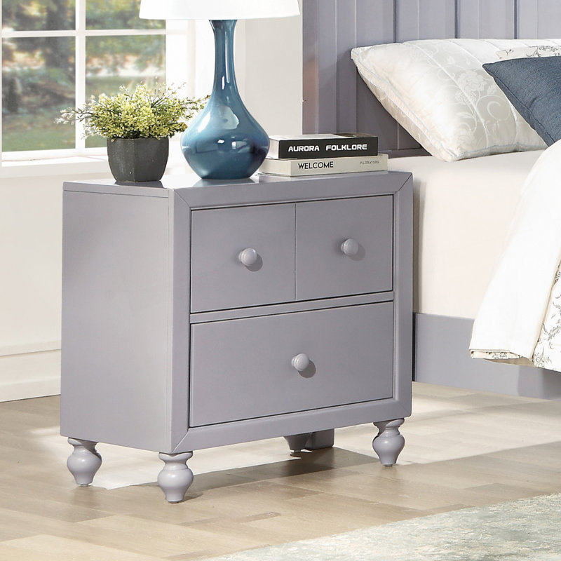 Table de chevet transitionnelle à finition grise 1pc