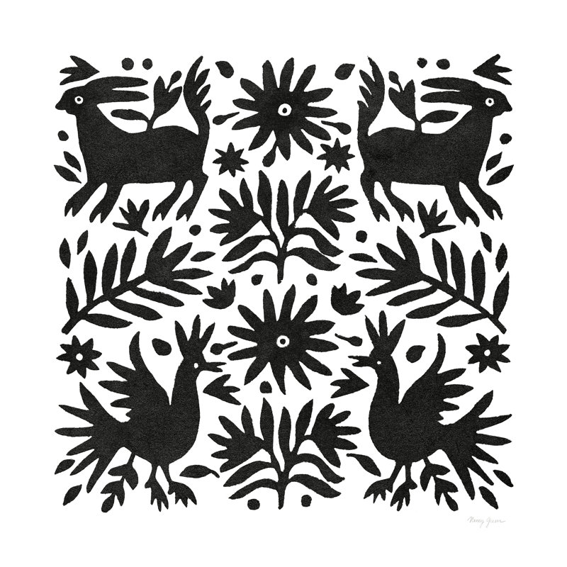 Otomi Elegance noir I, H 36 po x l 36 po