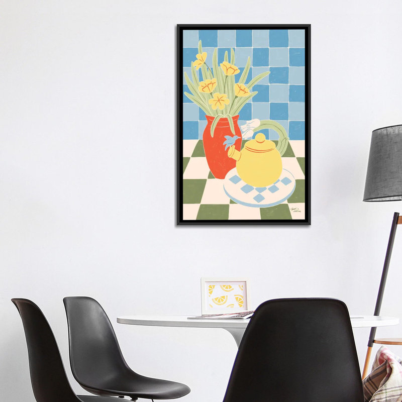 Théière - reproduction d'art murale - toile encadrée, Toile à cadre flottant sans passe-partout, H 40 po x l 26 po, Noir