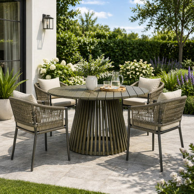 47.25" Extra-Large Round Acacia Wood Outdoor Dining Table