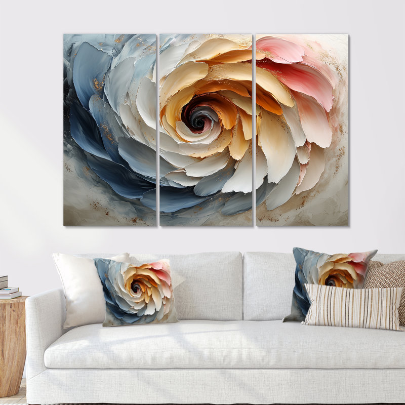 Ensemble de décorations murales spirales florales jaunes et blanches, H 28 po x l 36 po x P 1 po, Métal métal