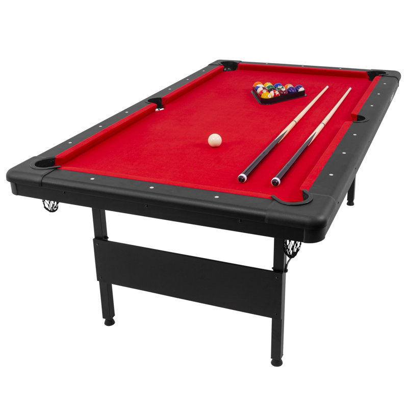 Table de billard GoSports de taille moyenne - Choisissez entre 1,83 m et 2,13 m - Modèle pliable, 7 pieds, Rouge