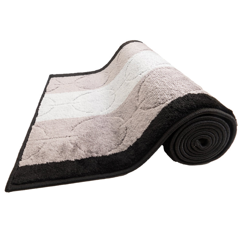 Antibacterial Soft Pile Anti Slip Indoor Runner Rug Geometric Circles Black Design for Hallway Stairway, Runner 2'2" x 15'