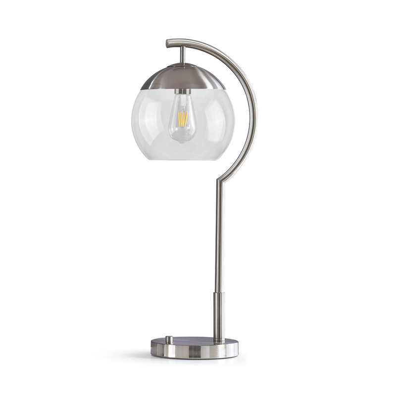 Tenlie 26.5" H Table Lamp, Brushed Nickel, Clear