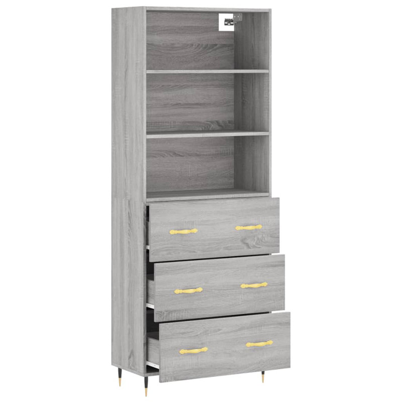Alson 69.5 Wide 3 Drawer, Grey Sonoma