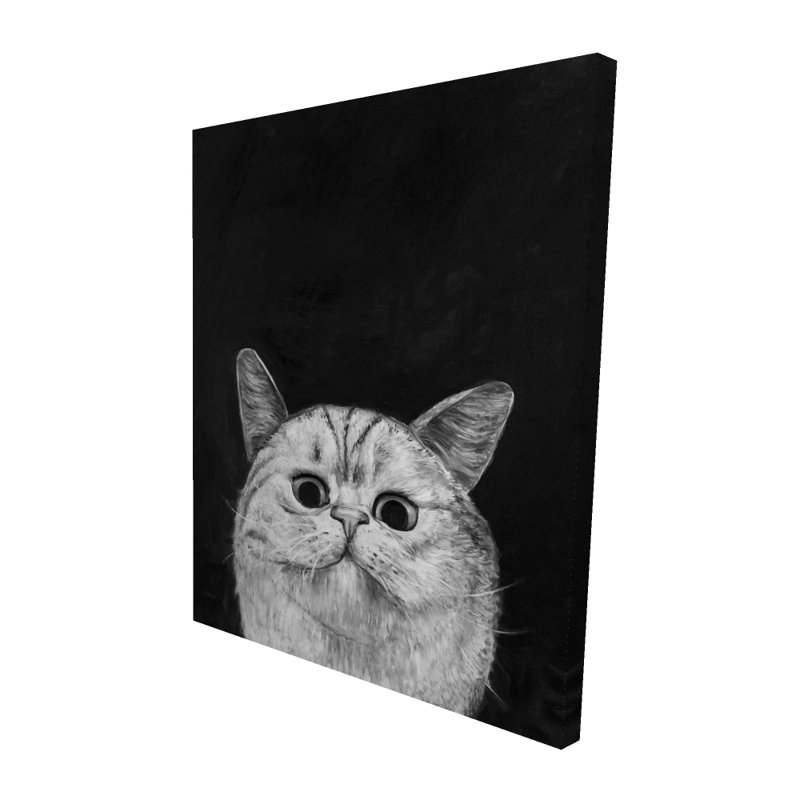 Chien qui regarde - félin gris, art sur toile pour la décoration intérieure