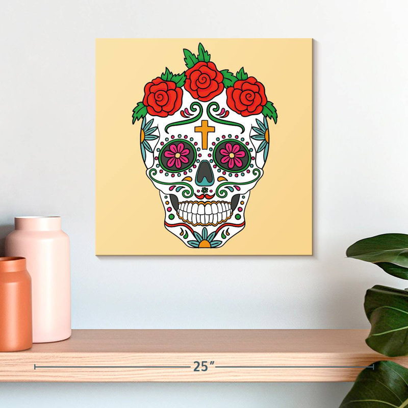Kerner Mexican Floral Skull, 16" H x 16" W