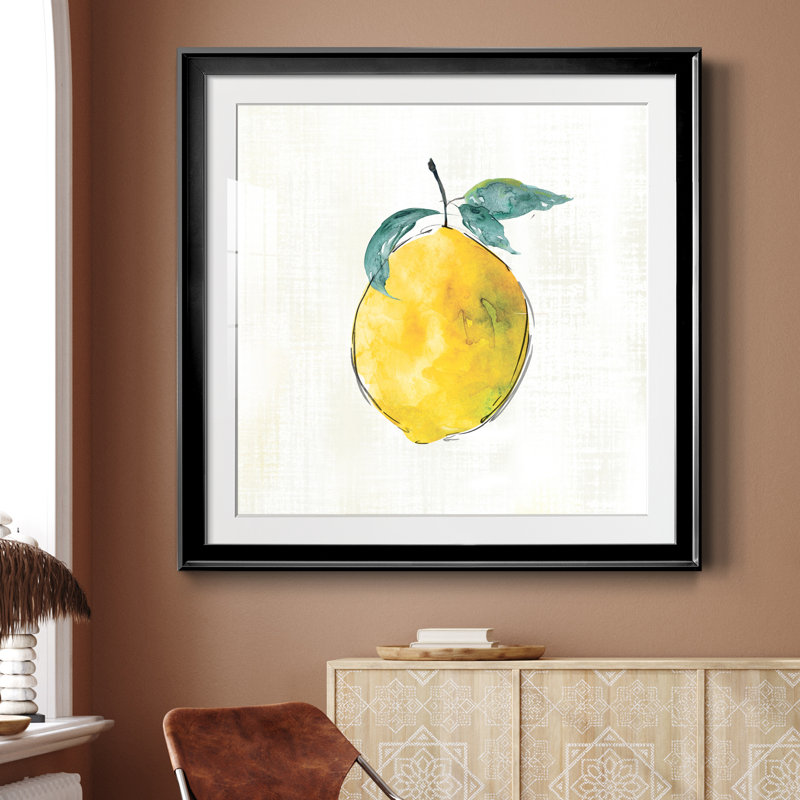 Happy Lemon - peinture encadrée, H 26,5 po x l 26,5 po x P 1,5 po, Toile avec cadre noir
