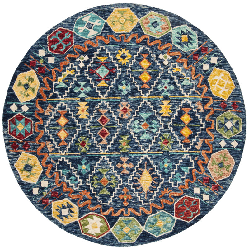Tapis en laine touffeté à la main Deyoung, Rond 5 pi