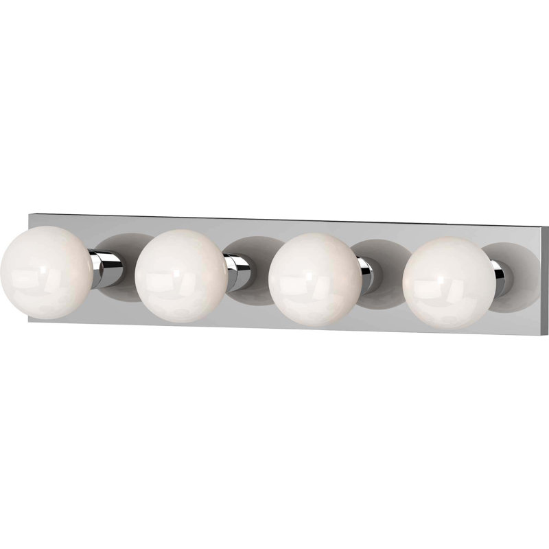 Barre d'éclairage de salle de bain murale à fixation murale en chrome l 4 po Landreneau, Chrome