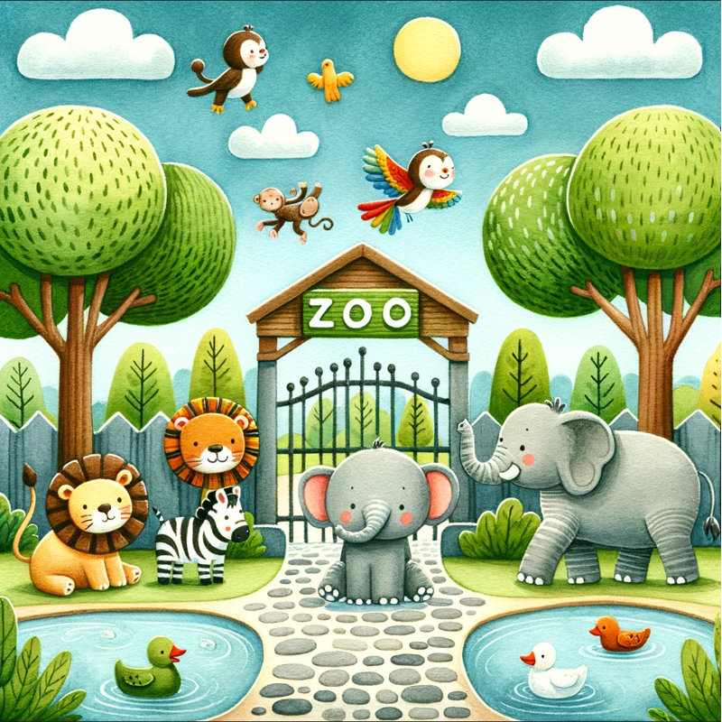 «Happy Zoo Adventure: Cheerful Animals», reproduction sur toile, H 30 po x l 30 po