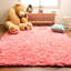 Tapis décoratif rose à poils longs fait à la main Ambriz-1767750958