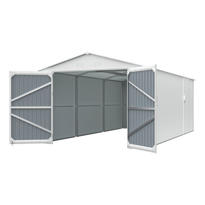 10 ft. W X 20 ft. D Outdoor Metal Storage Shed Garage Shed White