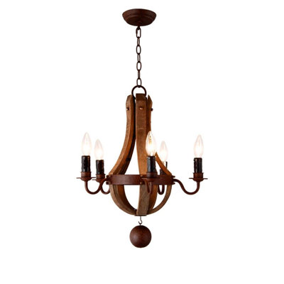 5 - Light Wood Dimmable Empire Chandelier