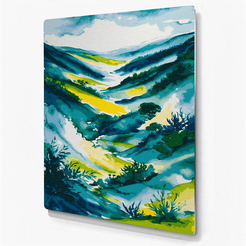 Aquarelle, paysage 54, art mural en métal brun, H 14 po x l 11 po