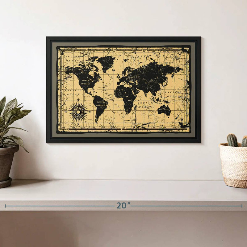 Aliaz Vintage Travel World Map, 9" H x 13" W