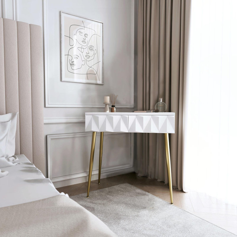 Audly Dressing Table, White/Gold
