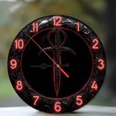 Horloge sombre avec une épée rougeoyante