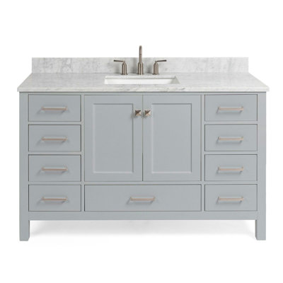 Flynt 55'' Single Bathroom Vanity with Carrara Marble Top