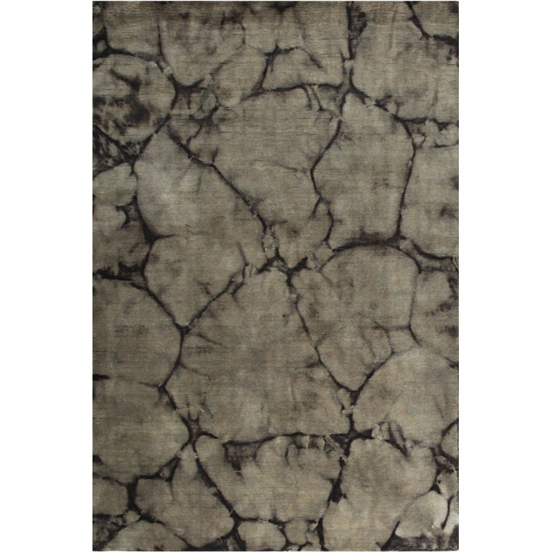 4x6 Gray Hand-Knotted Wool Organic Stone Texture Abstract Modern Contemporary Carpet Rug