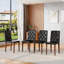 Chaises d'appoint classiques en similicuir noir, ensemble de 4, conception ergonomique à dossier à boucles pour les salles à manger et les boulangeries, pieds en métal noyer