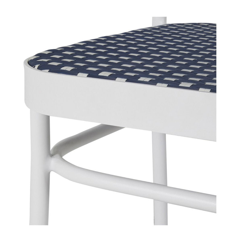 Parc Stacking Patio Dining Side Chair, Chalk and White & Navy