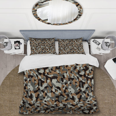 Trendy Green Camouflage Polyester Camouflage Duvet Cover
