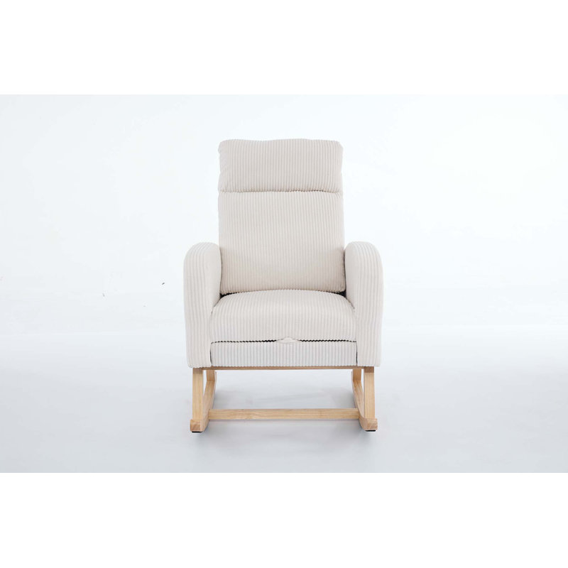 Rocking Chair with Solid Wood Legs, Cream