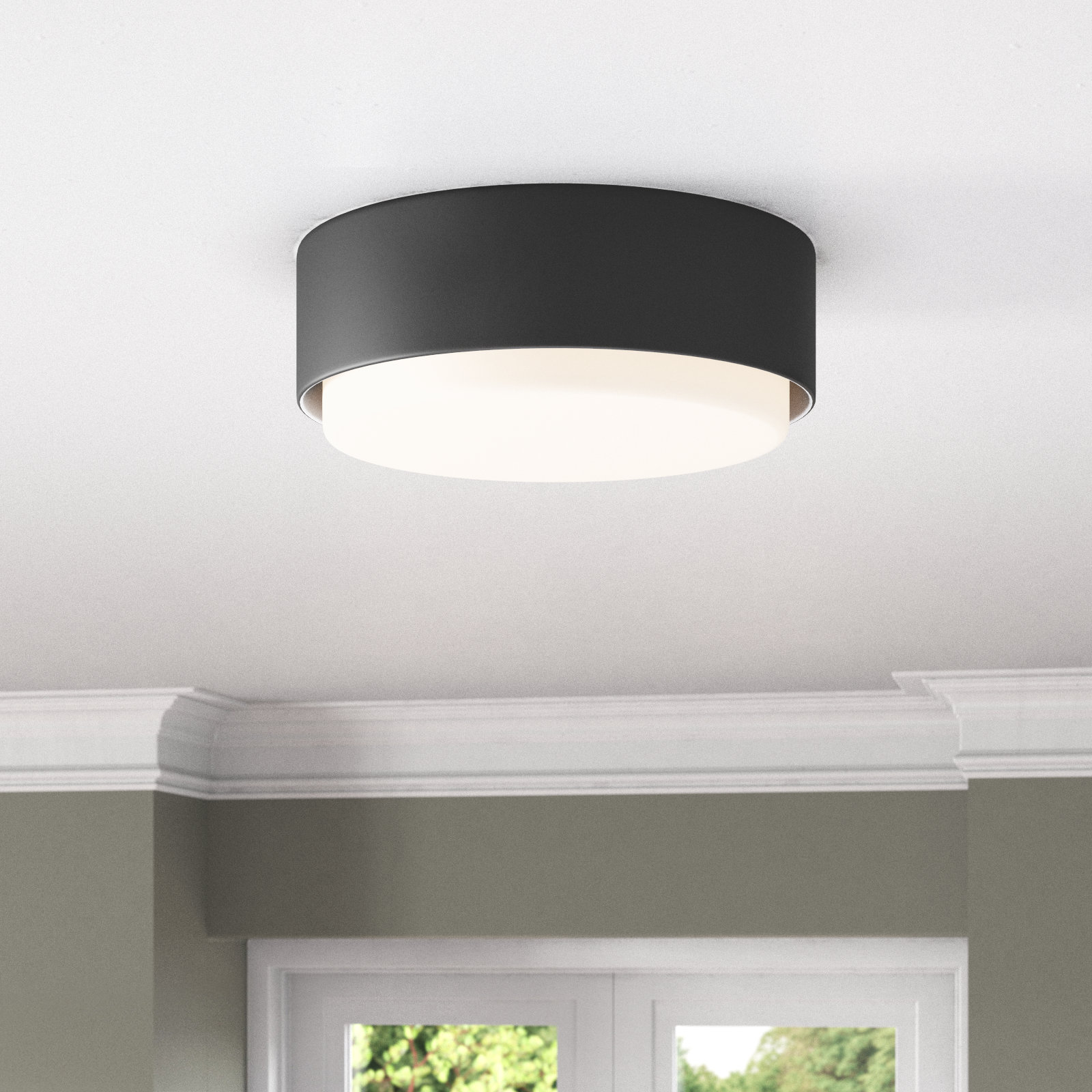 Fitzgerald 2 Light Glass Flush Mount, Black