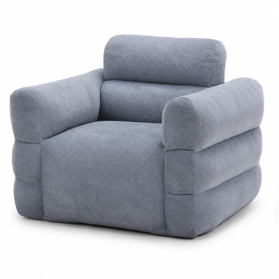  43" Chenille Velvet Bean Bag Chair, Lazy Floor Sofa Chair,  Cloud Accent Seat for Living Room, Bedroom