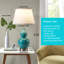 65.5cm Blue Ceramic Table Lamp With USB And Bulb Included 
