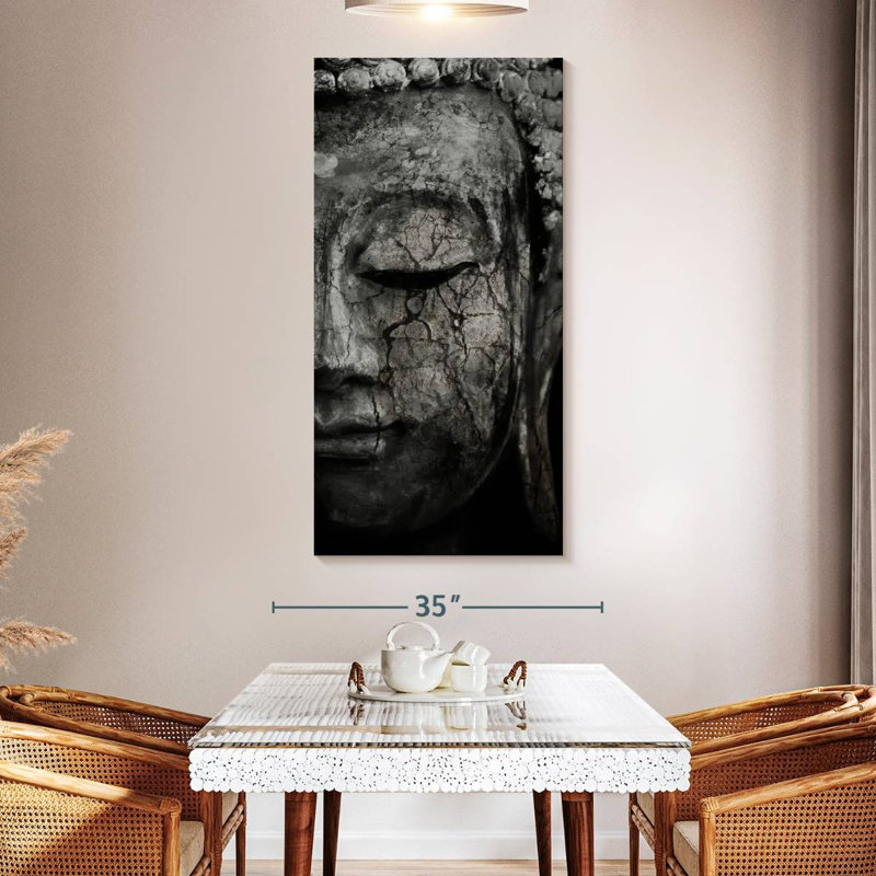 Bouddha méditant sur toile, H 54 po x l 27 po