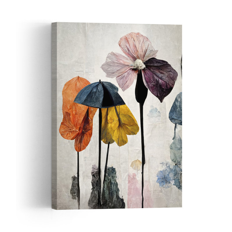 Umbrella Blooms Abstract Contemporary Modern Flower Nature Wall Art Print, 152.4cm H x 101.6cm W