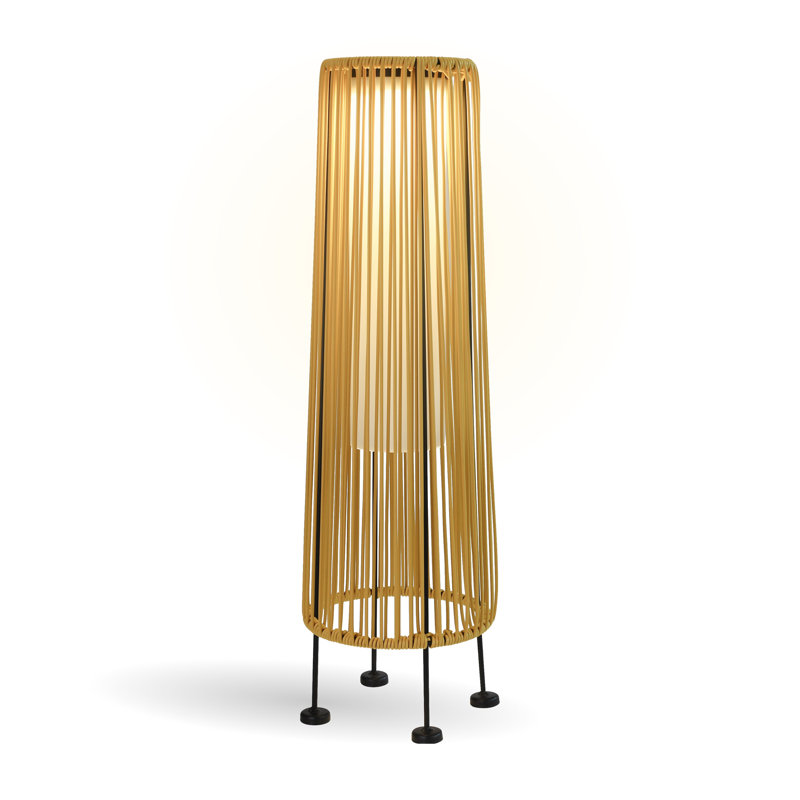 Indoor Outdoor Solar Takumi Bamboo-Style Floor Lamp with USB Charging