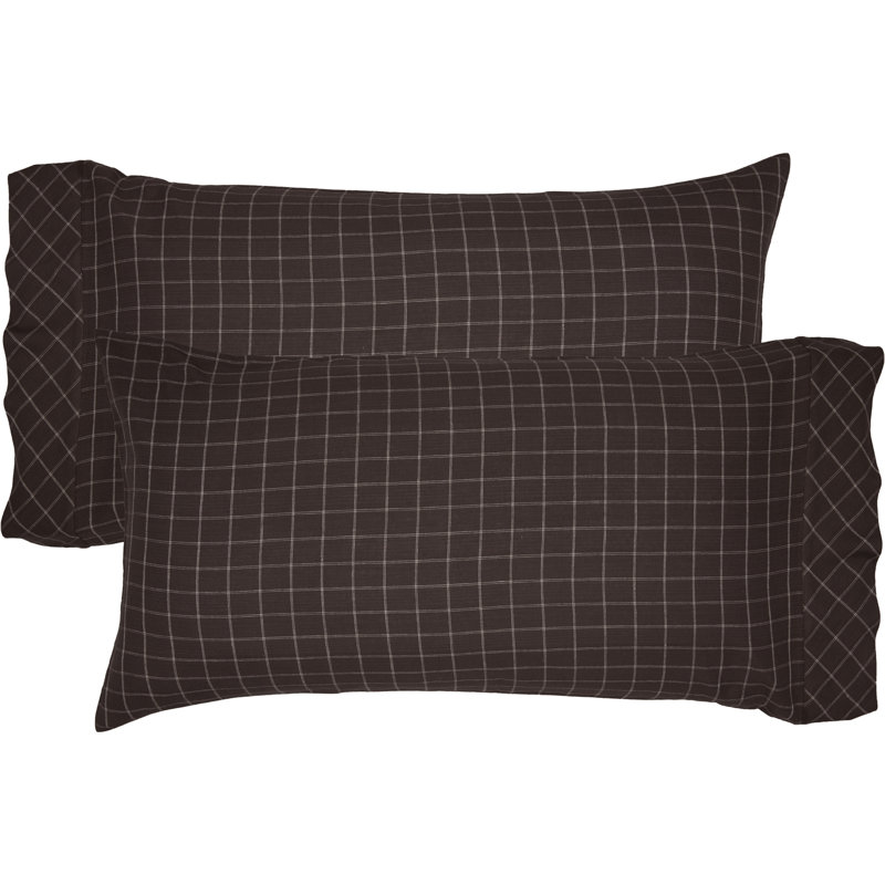 Taie d'oreiller 100% coton à carreaux / tissage 136 fils Wyatt Plaid, Très grand
