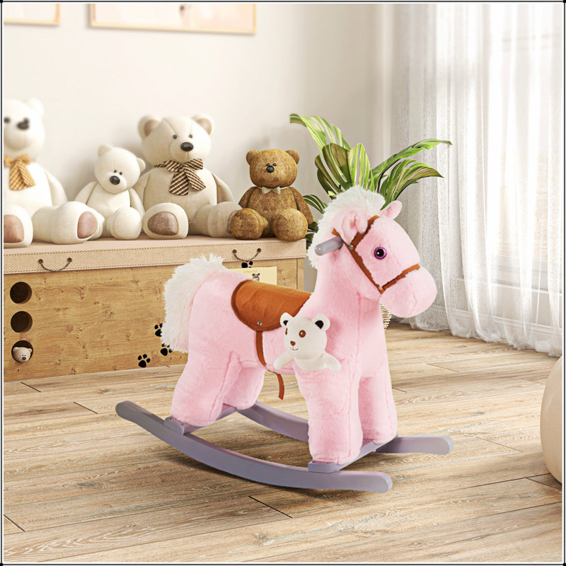 Cheval à bascule en peluche avec ours, Qabo Kids
