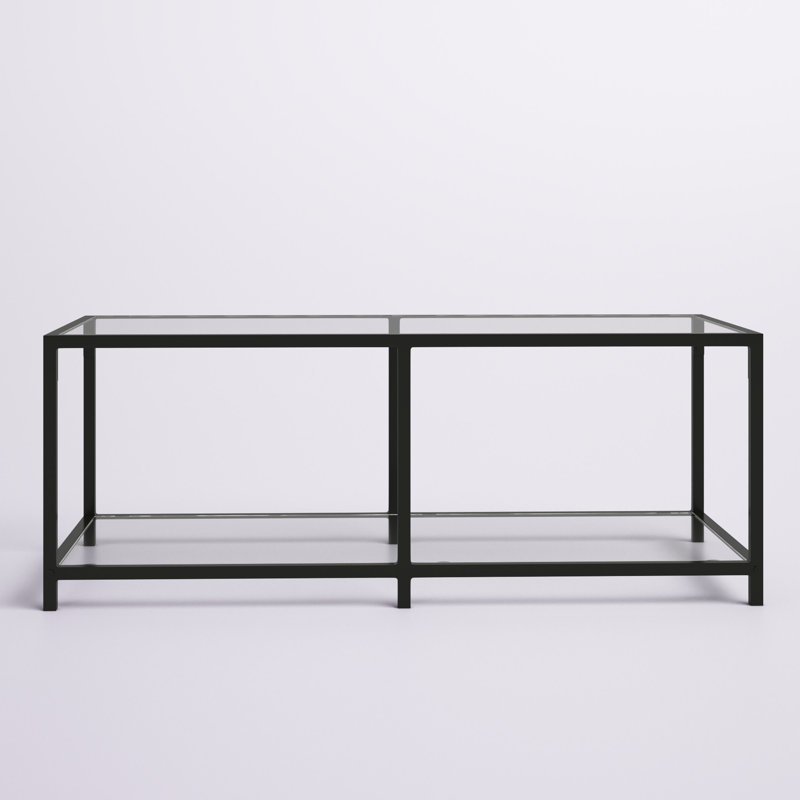 Table basse avec rangement Bobbilynn, Transparent / noir