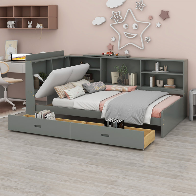 Sejad Bookcase Bed, Gray
