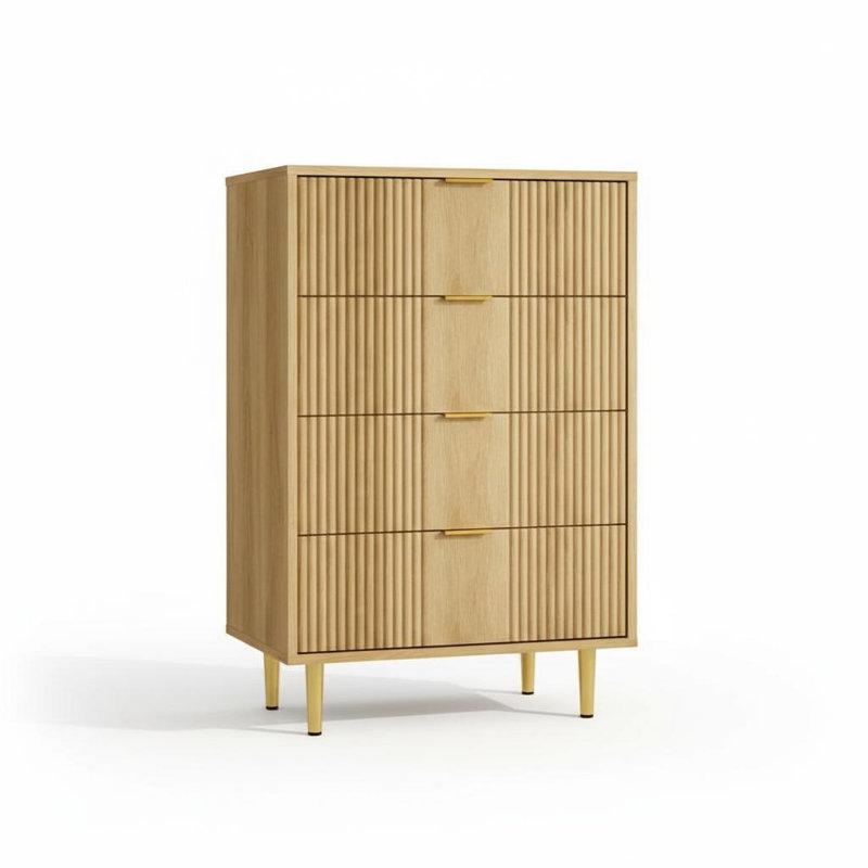 60 cm W Chest of 4 Drawers, Natural wood grain