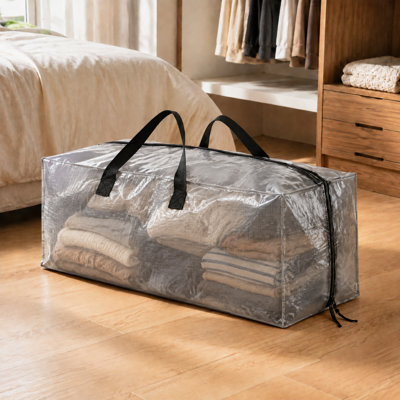 Heavy-Duty Moving Bags, Extra Large Clear Storage Totes with Backpack Straps, Strong Handles and Zippers, Alternative to Moving Boxes, Packing and Moving Supplies, 8 Pack