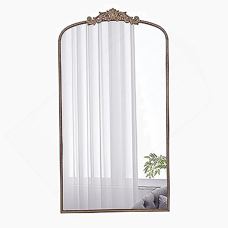 Miroir pleine longueur 66 po x 36 po, miroir arqué suspendu ou appuyé contre le mur, grand miroir doré pour le salon